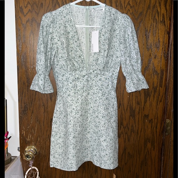 NWT Reformation Simi Linen Mini Dress in Agave - Picture 8 of 15
